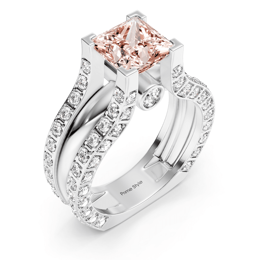 2.10-5.10 CT Princess & Round Cut Fancy Pink Diamonds - Engagement Ring