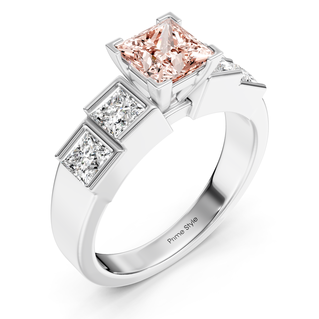 1.80-4.80 CT Princess Cut Fancy Pink Diamonds - Engagement Ring