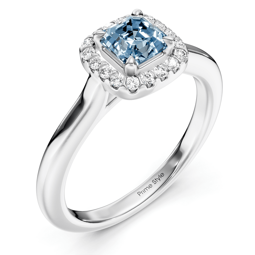 1.15 - 4.15 CT Ascher & Round Cut Fancy Blue Diamonds - Engagement Ring - Primestyle.com