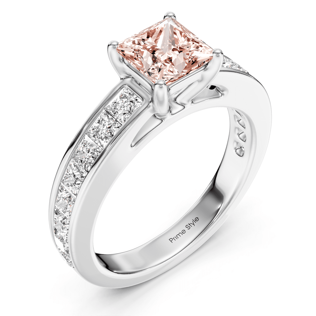 2.25 - 5.25 CT Princess Cut Fancy Pink Diamonds - Engagement Ring - Primestyle.com