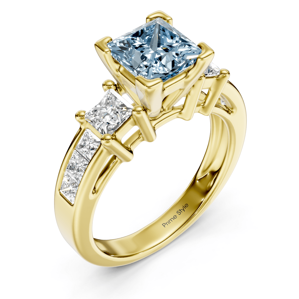 1.85-4.85 CT Princess Cut Fancy Blue Diamonds - Engagement Ring
