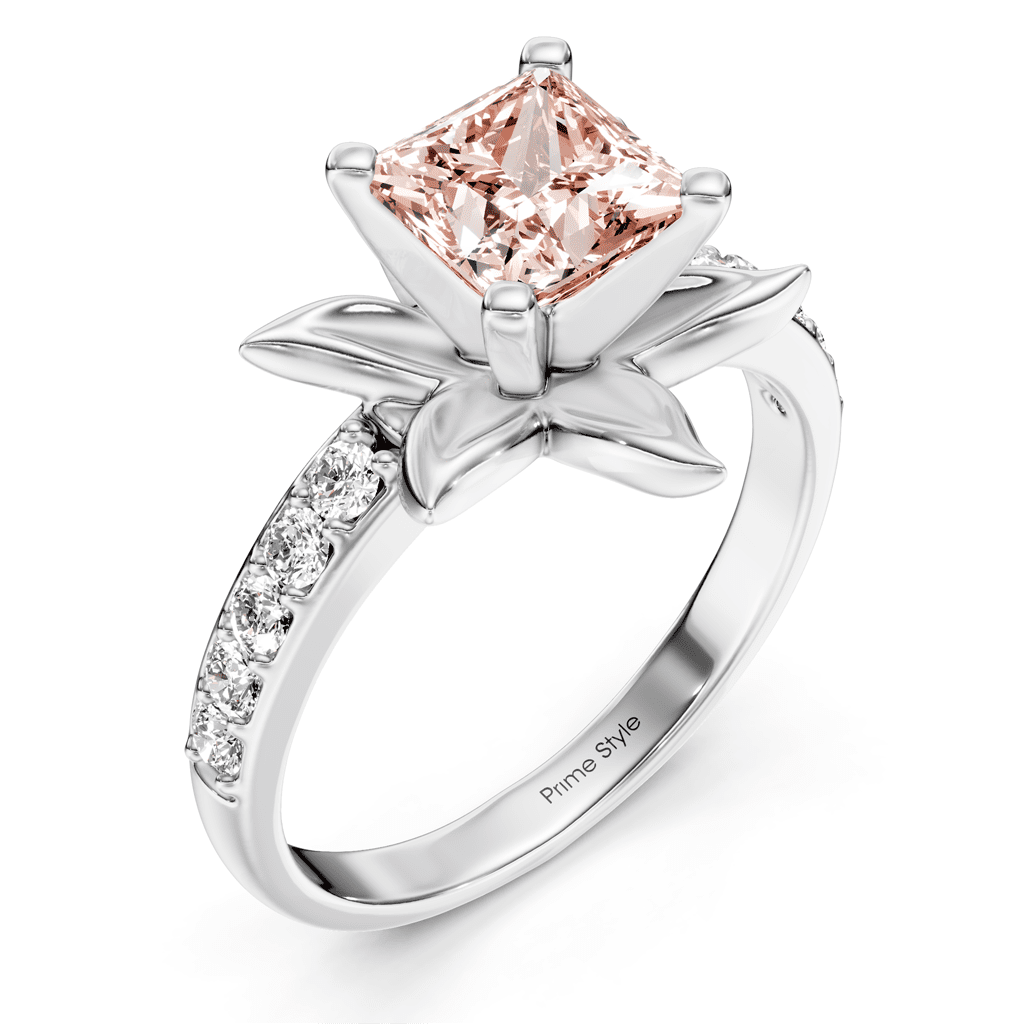 1.25-4.25 CT Princess & Round Cut Fancy Pink Diamonds - Engagement Ring