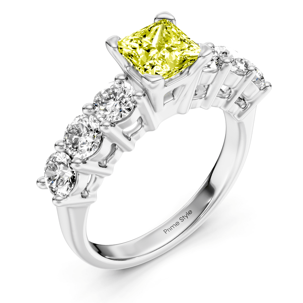 2.60-5.60 CT Round Cut Fancy Yellow Diamonds - Engagement Ring