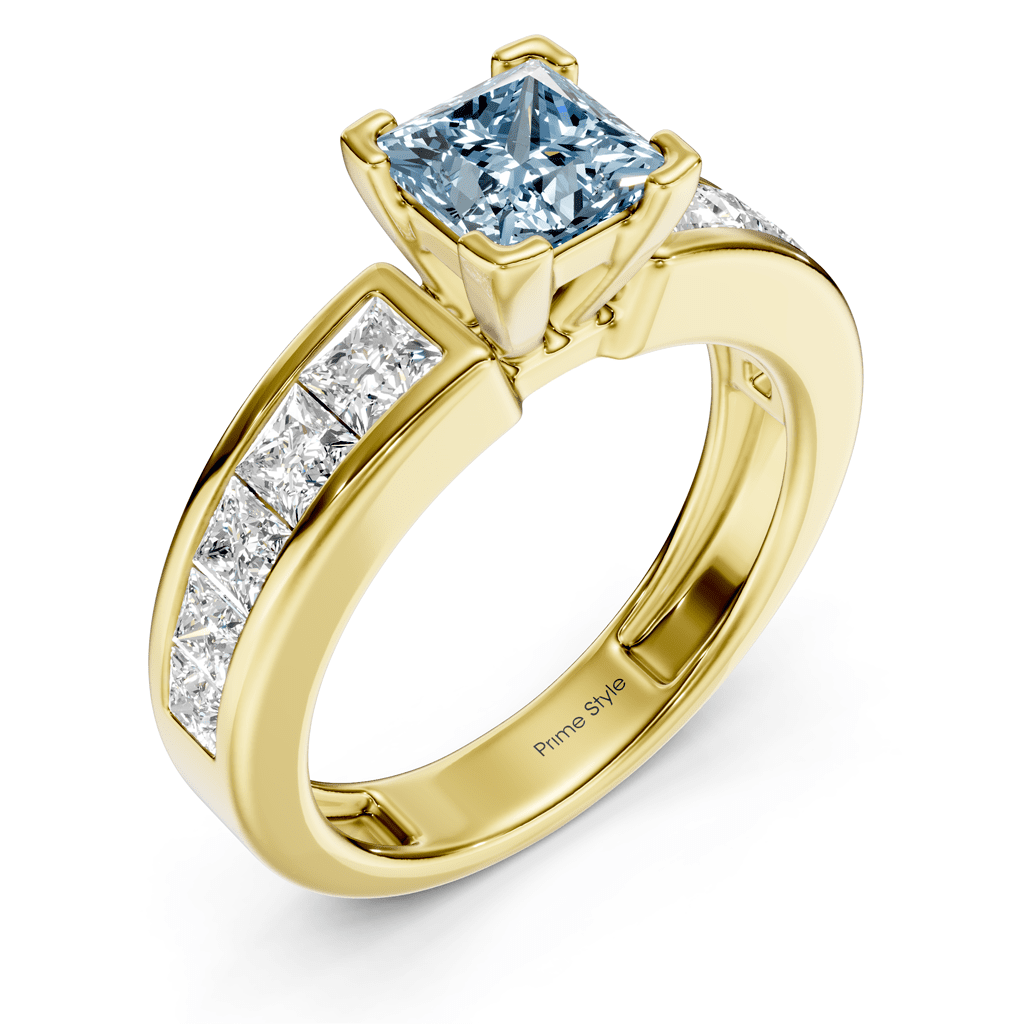 2.20 - 5.20 CT Princess Cut Fancy Blue Diamonds - Engagement Ring - Primestyle.com