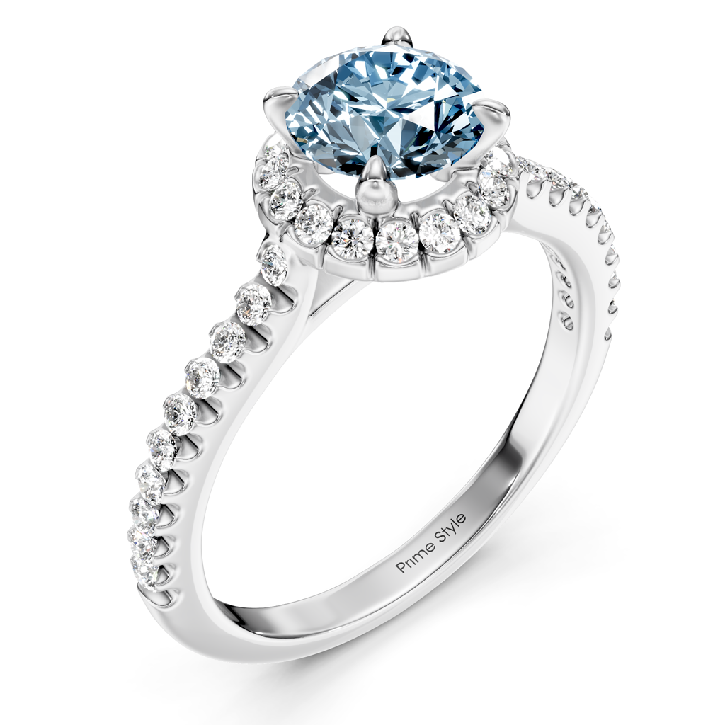 1.35-4.35 CT Round Cut Fancy Blue Diamonds - Engagement Ring