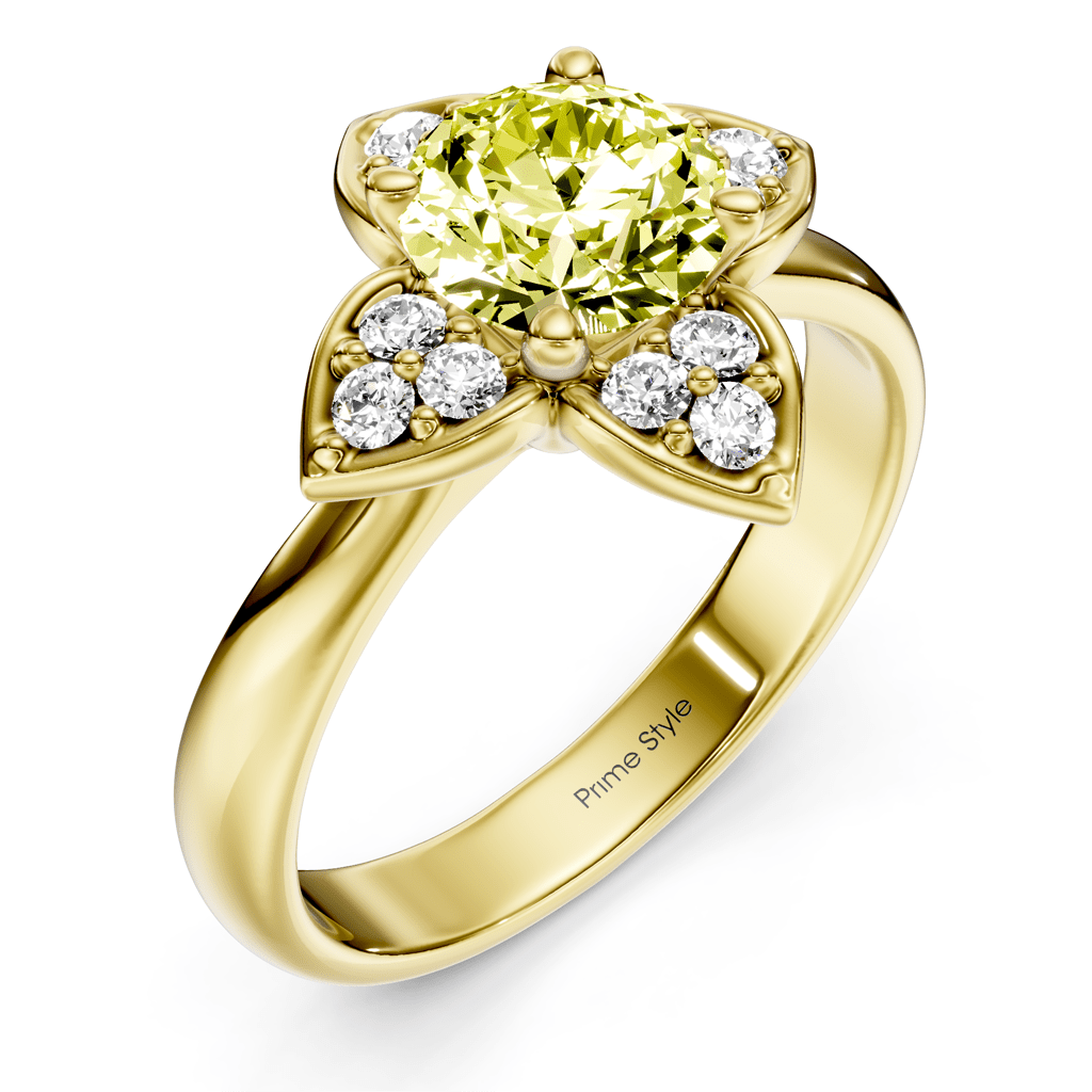 1.20 - 4.20 CT Round Cut Fancy Yellow Diamonds - Engagement Ring - Primestyle.com