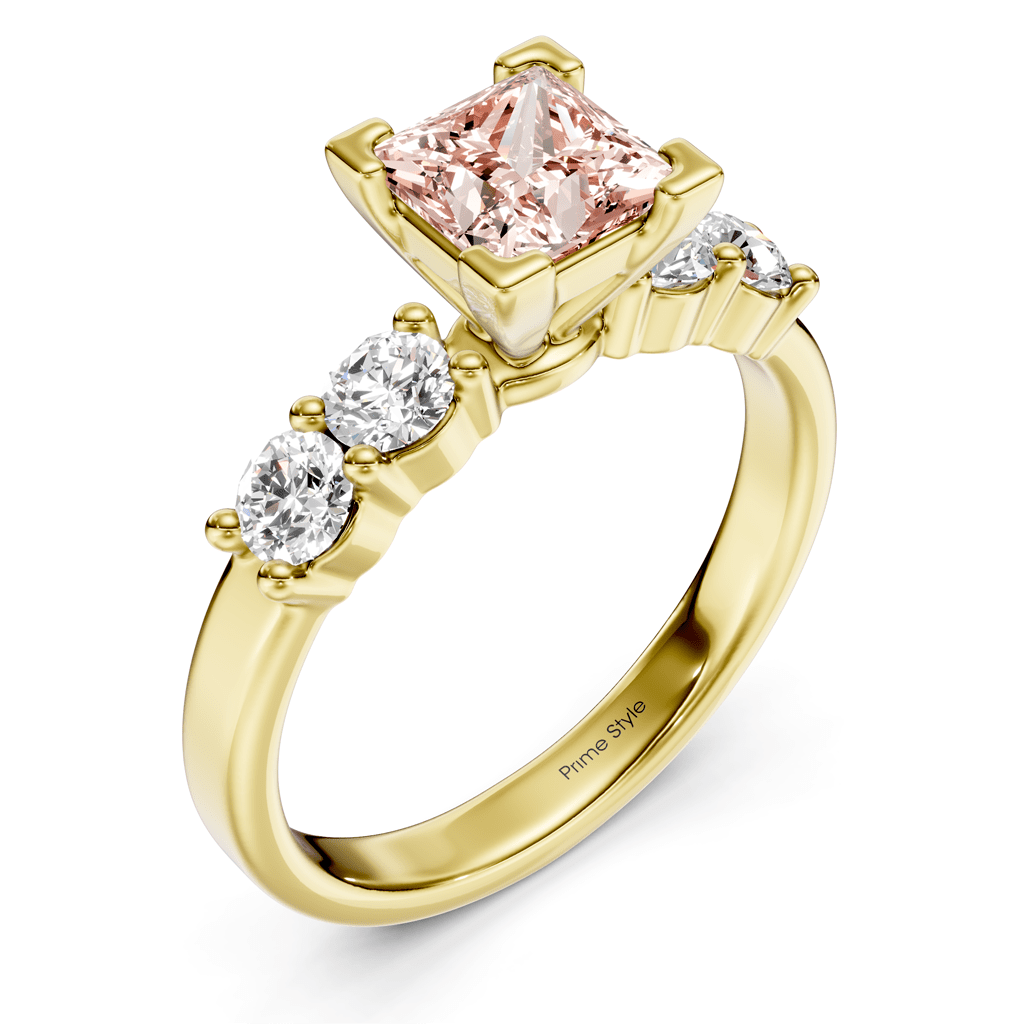1.60-4.60 CT Princess & Round Cut Fancy Pink Diamonds - Engagement Ring