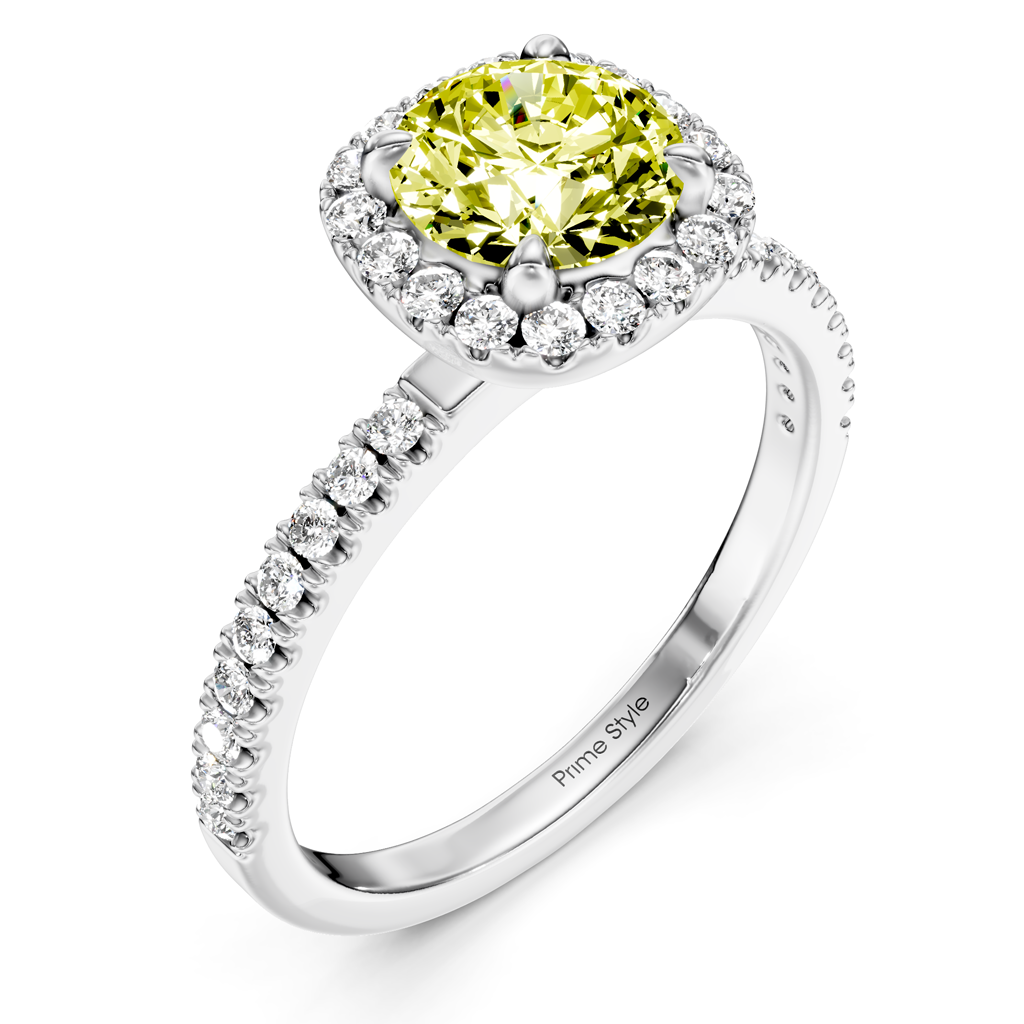 1.40-4.40 CT Round Cut Fancy Yellow Diamonds - Engagement Ring