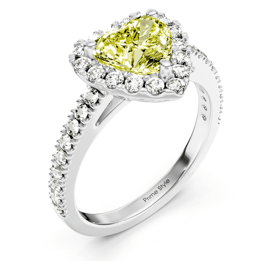 1.45 - 4.45 CT Heart & Round Cut Fancy Yellow Diamonds - Engagement Ring - Primestyle.com