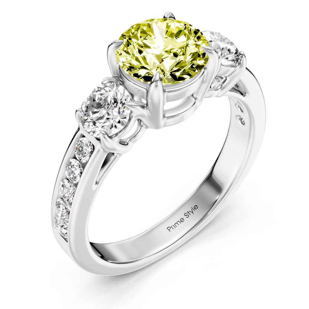 1.75-4.75 CT Round Cut Fancy Yellow Diamonds - Engagement Ring