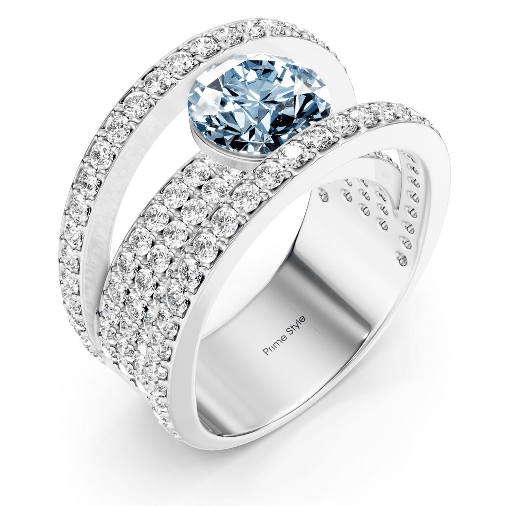 2.80 - 5.80 CT Round Cut Fancy Blue Diamonds - Engagement Ring - Primestyle.com