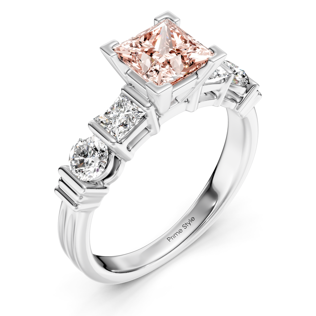 1.70-4.70 CT Princess & Round Cut Fancy Pink Diamonds - Engagement Ring