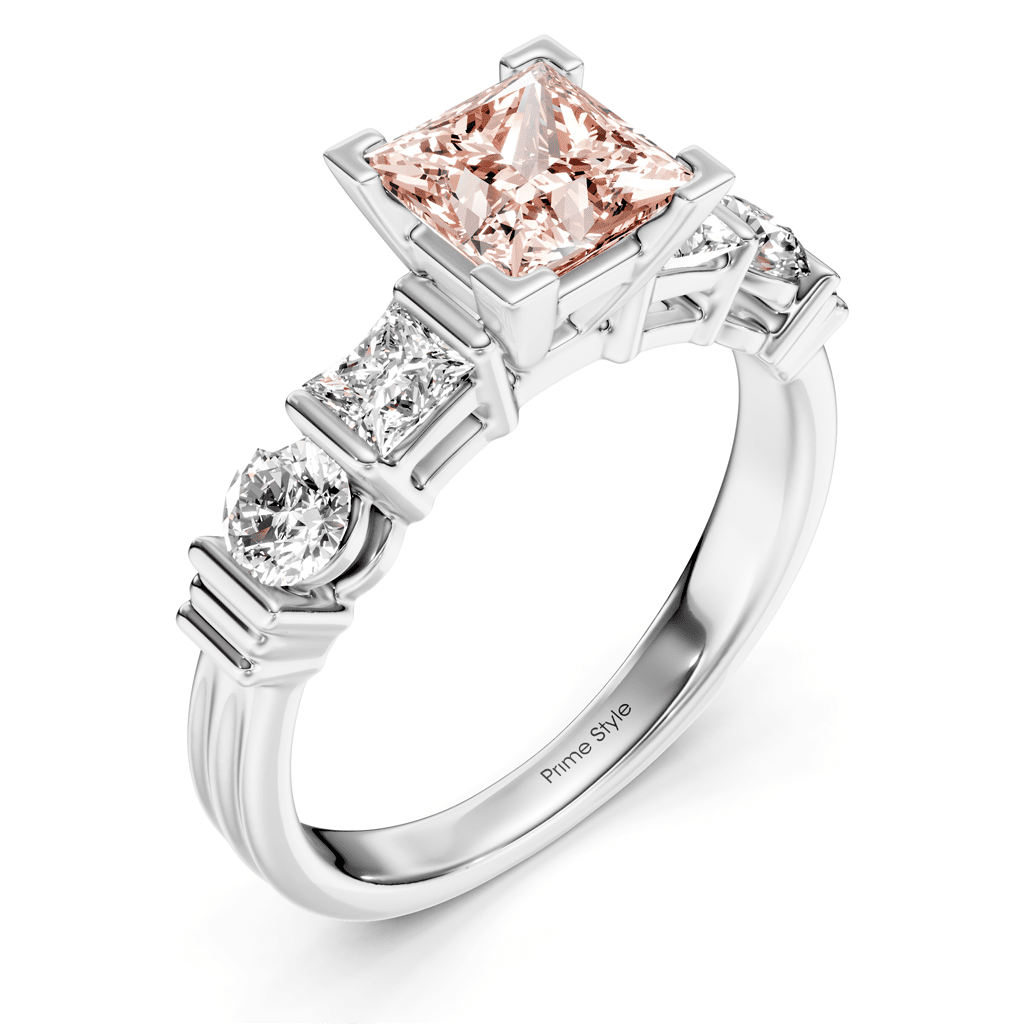 1.70-4.70 CT Princess & Round Cut Fancy Pink Diamonds - Engagement Ring