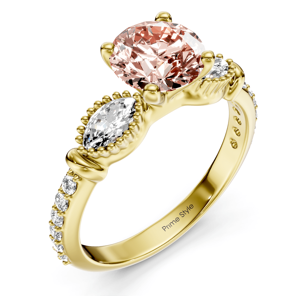 1.45 - 4.45 CT Marquise & Round Cut Fancy Pink Diamonds - Engagement Ring - Primestyle.com