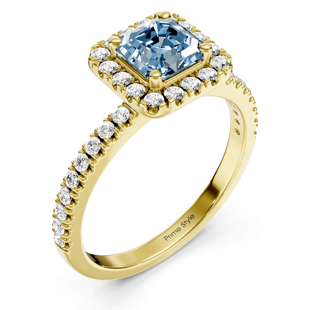 1.45 - 4.45 CT Ascher & Round Cut Fancy Blue Diamonds - Engagement Ring - Primestyle.com