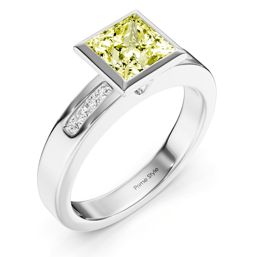 1.20 - 4.20 CT Princess Cut Fancy Yellow Diamonds - Engagement Ring - Primestyle.com