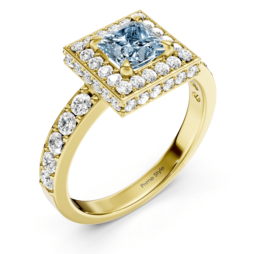 2.00 - 5.00 CT Princess & Round Cut Fancy Blue Diamonds - Engagement Ring - Primestyle.com