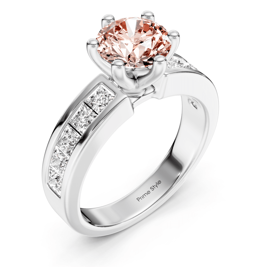 1.90 - 4.90 CT Princess & Round Cut Fancy Pink Diamonds - Engagement Ring - Primestyle.com