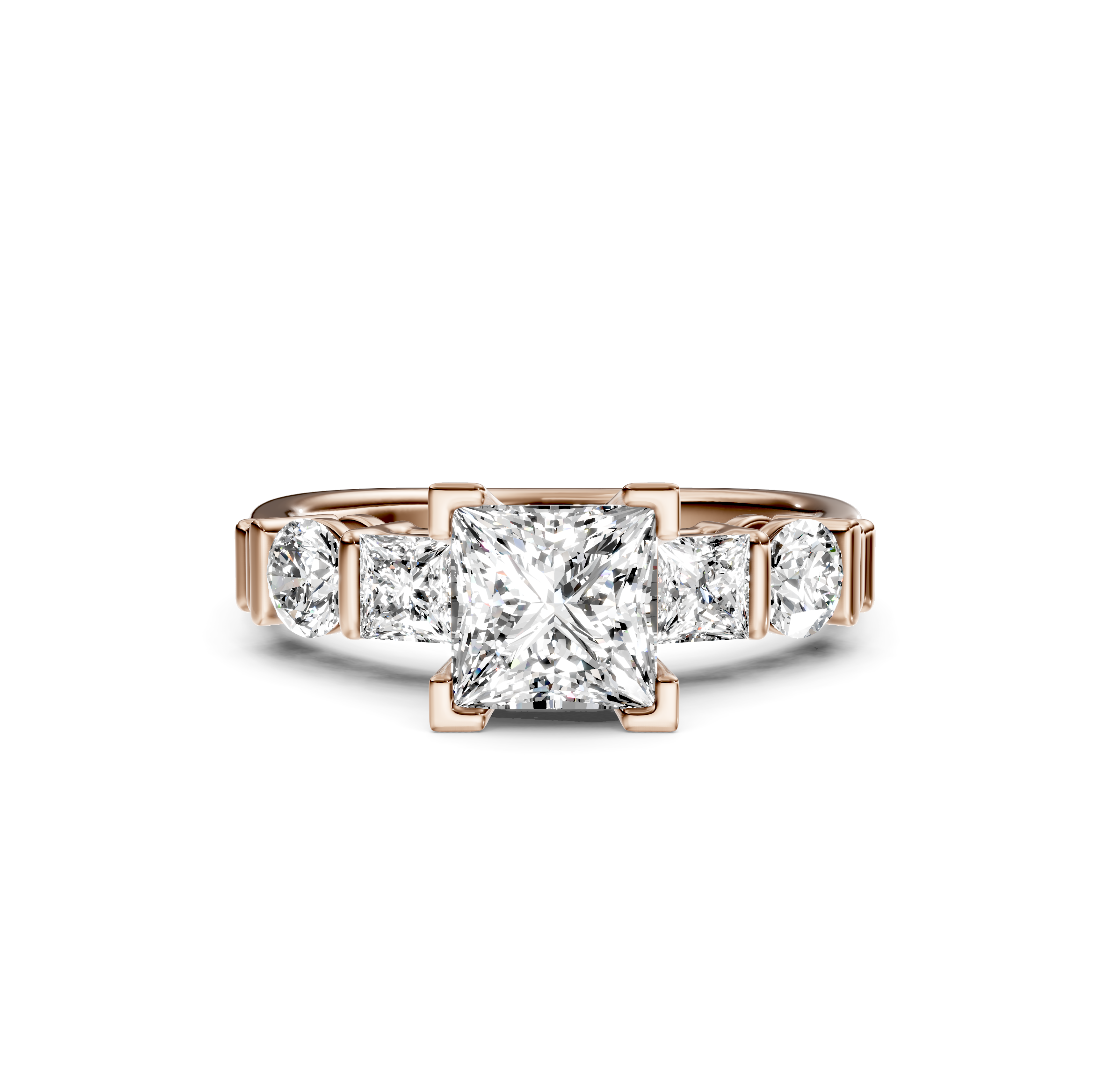 1.05-2.20 CT Princess & Round Cut Natural Diamonds - Engagement Ring