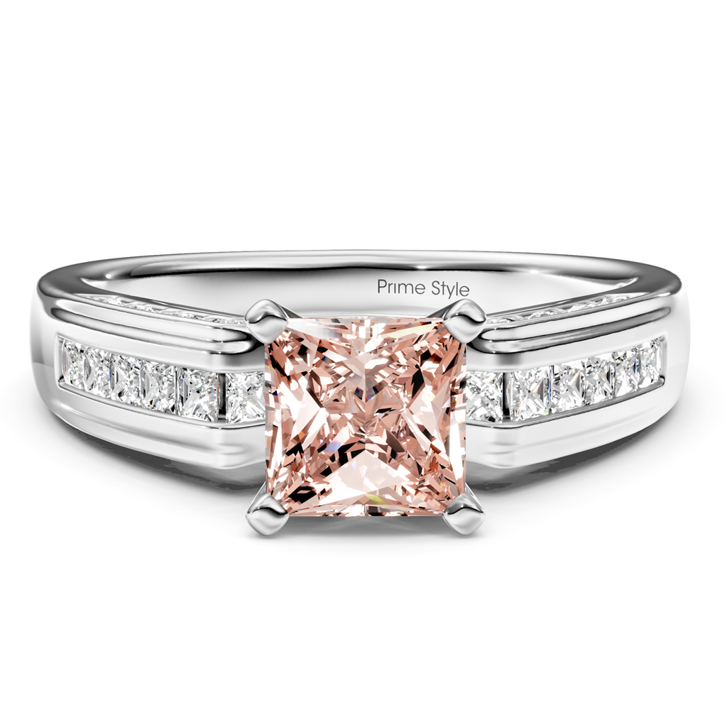 1.45-4.45 CT Princess & Round Cut Fancy Pink Diamonds - Engagement Ring