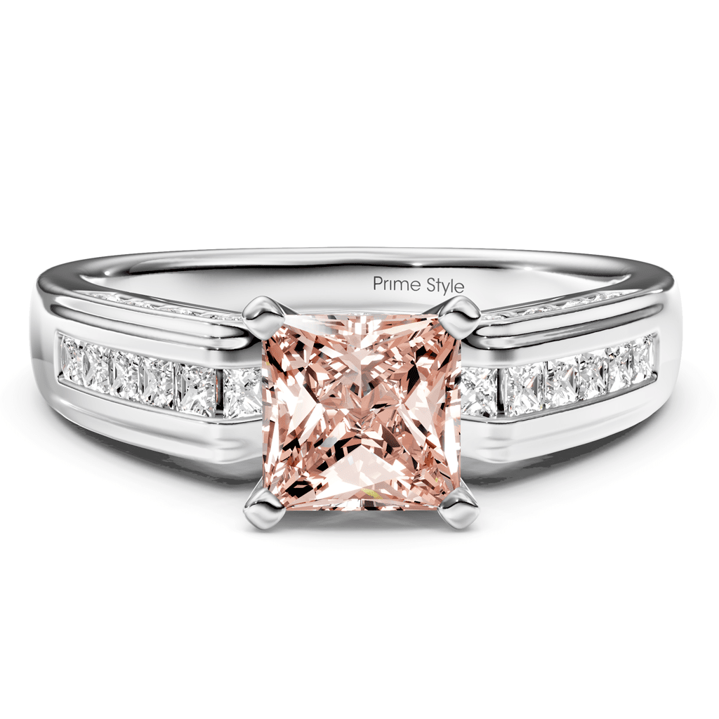 1.45-4.45 CT Princess & Round Cut Fancy Pink Diamonds - Engagement Ring