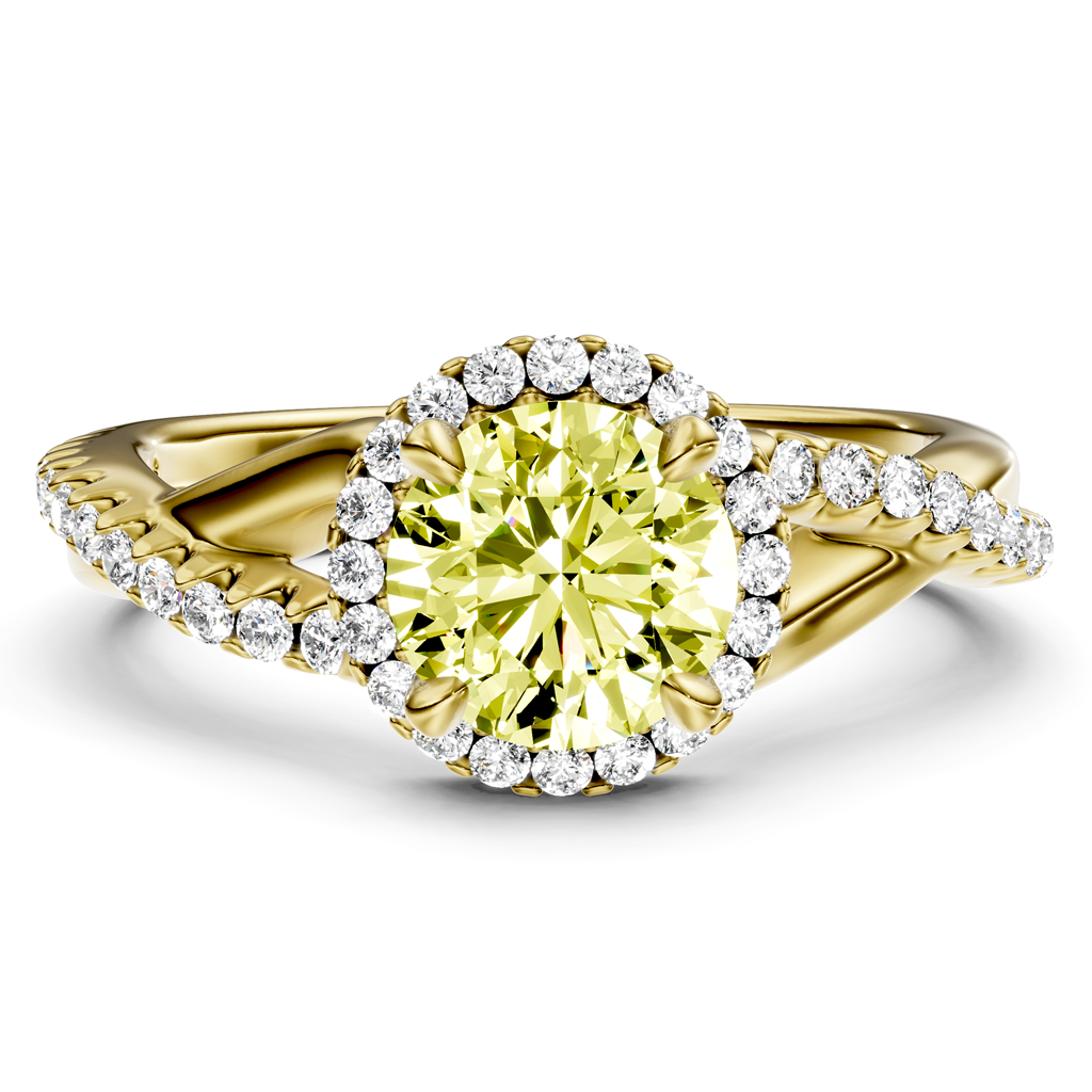 1.25-4.25 CT Round Cut Fancy Yellow Diamonds - Engagement Ring