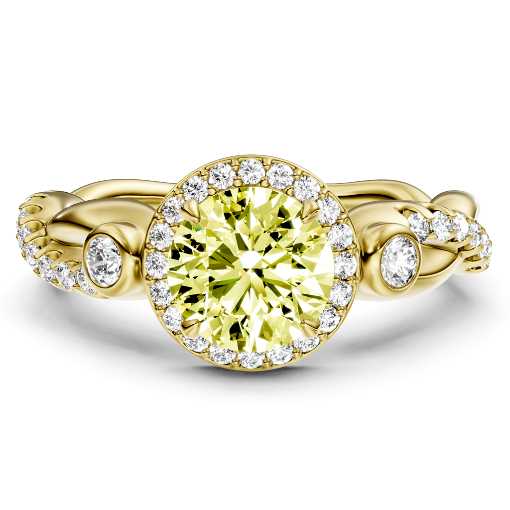 1.47-4.47 CT Round Cut Fancy Yellow Diamonds - Engagement Ring
