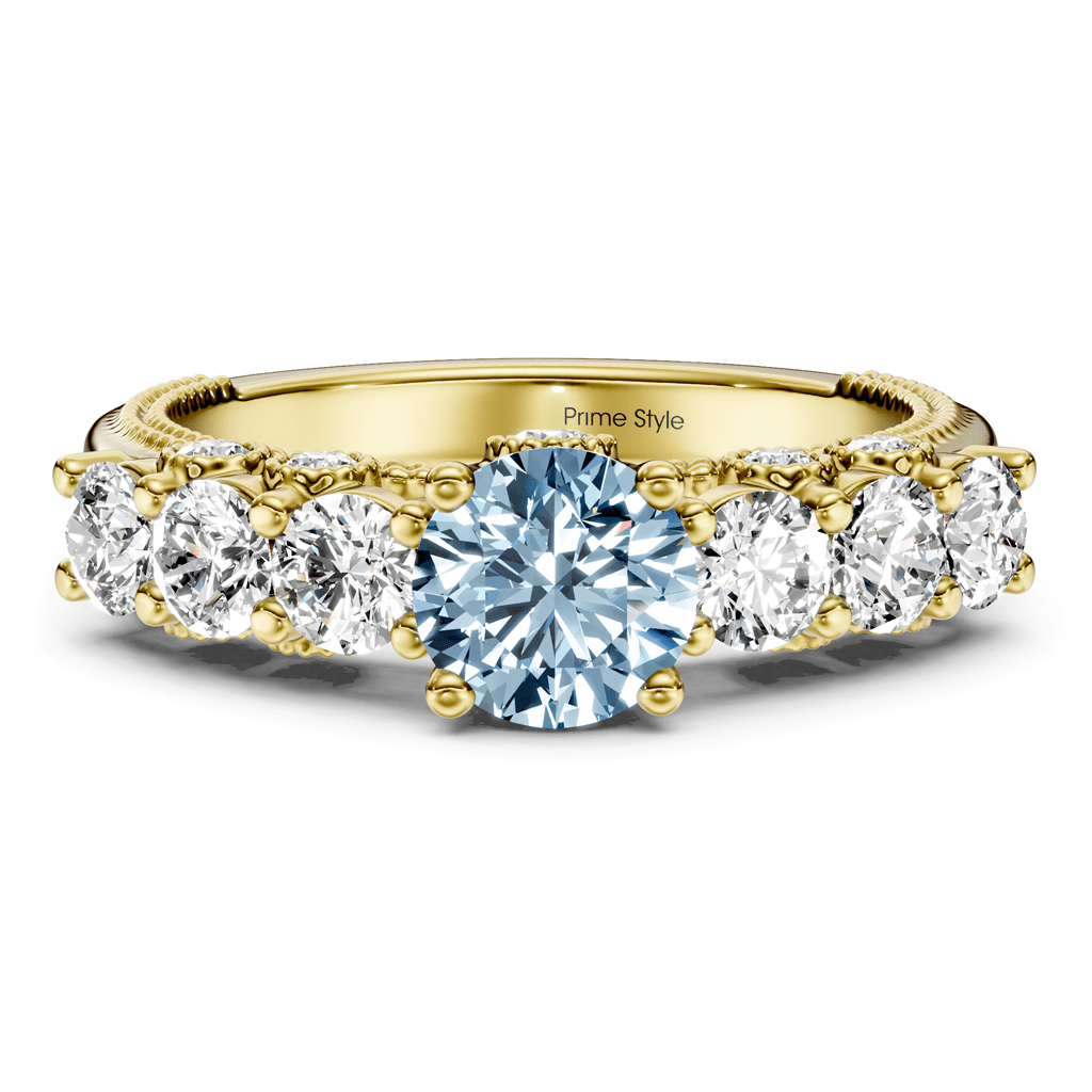 2.10 - 5.10 CT Round Cut Fancy Blue Diamonds - Engagement Ring - Primestyle.com
