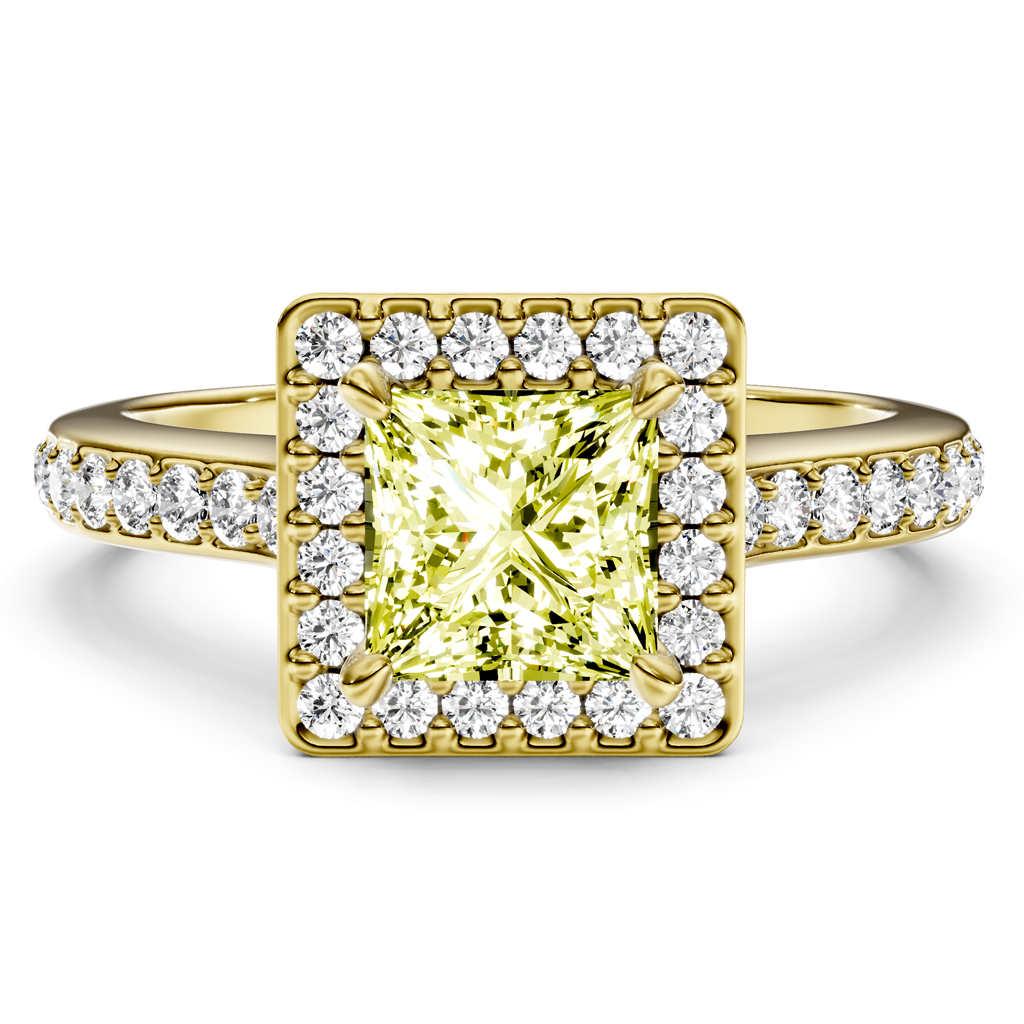 1.40-4.40 CT Princess & Round Cut Fancy Yellow Diamonds - Engagement Ring