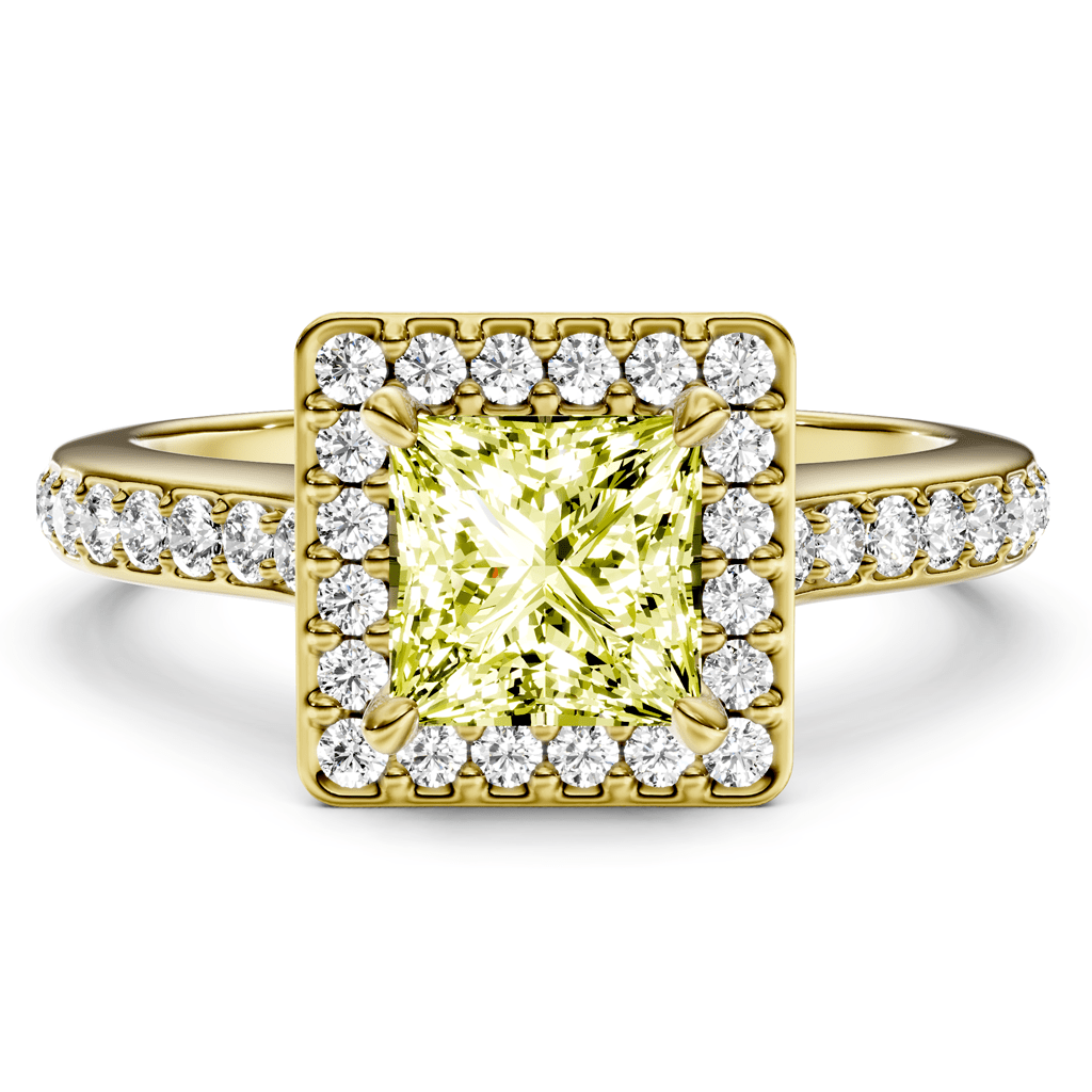 1.40 - 4.40 CT Princess & Round Cut Fancy Yellow Diamonds - Engagement Ring - Primestyle.com