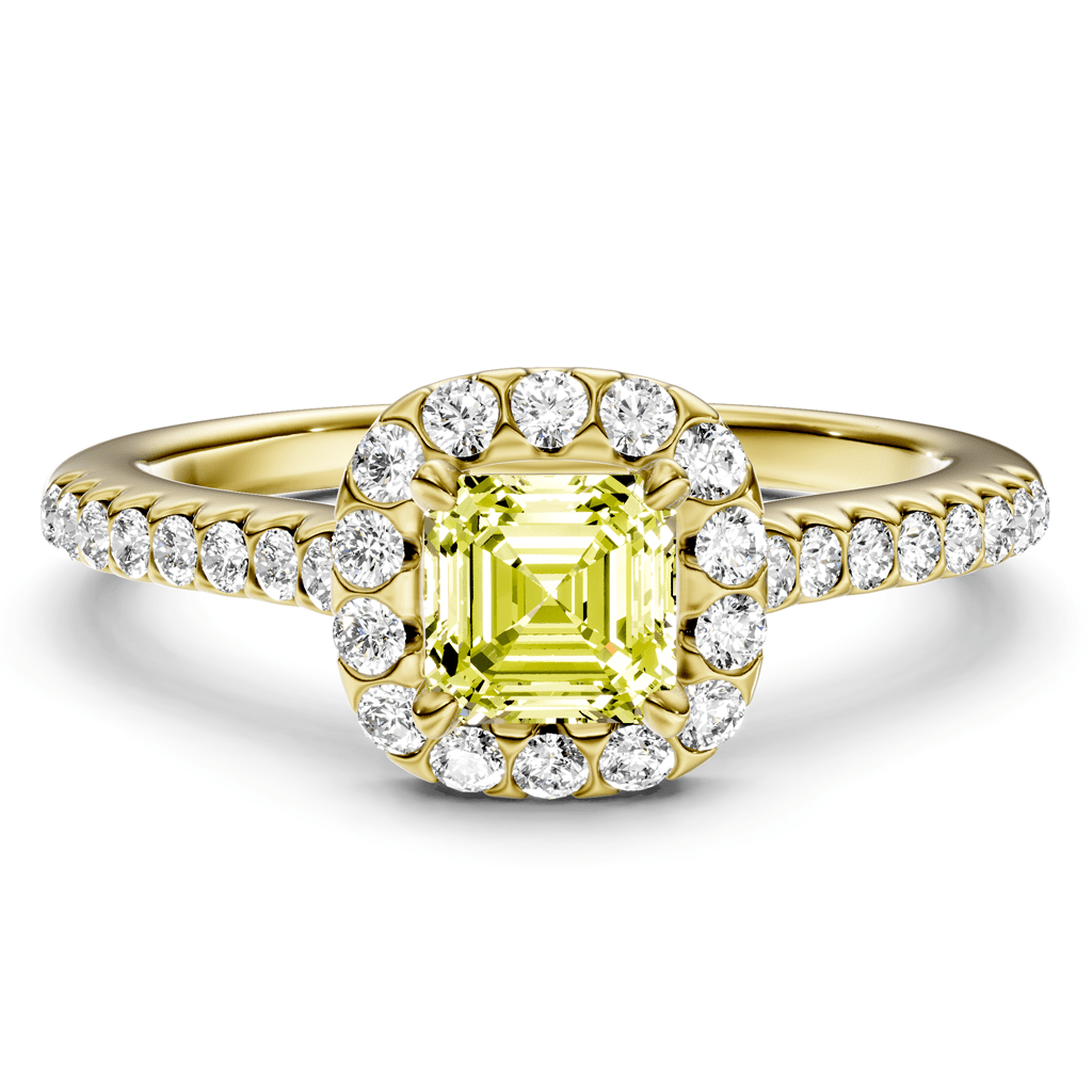 1.35-4.35 CT Ascher & Round Cut Fancy Yellow Diamonds - Engagement Ring