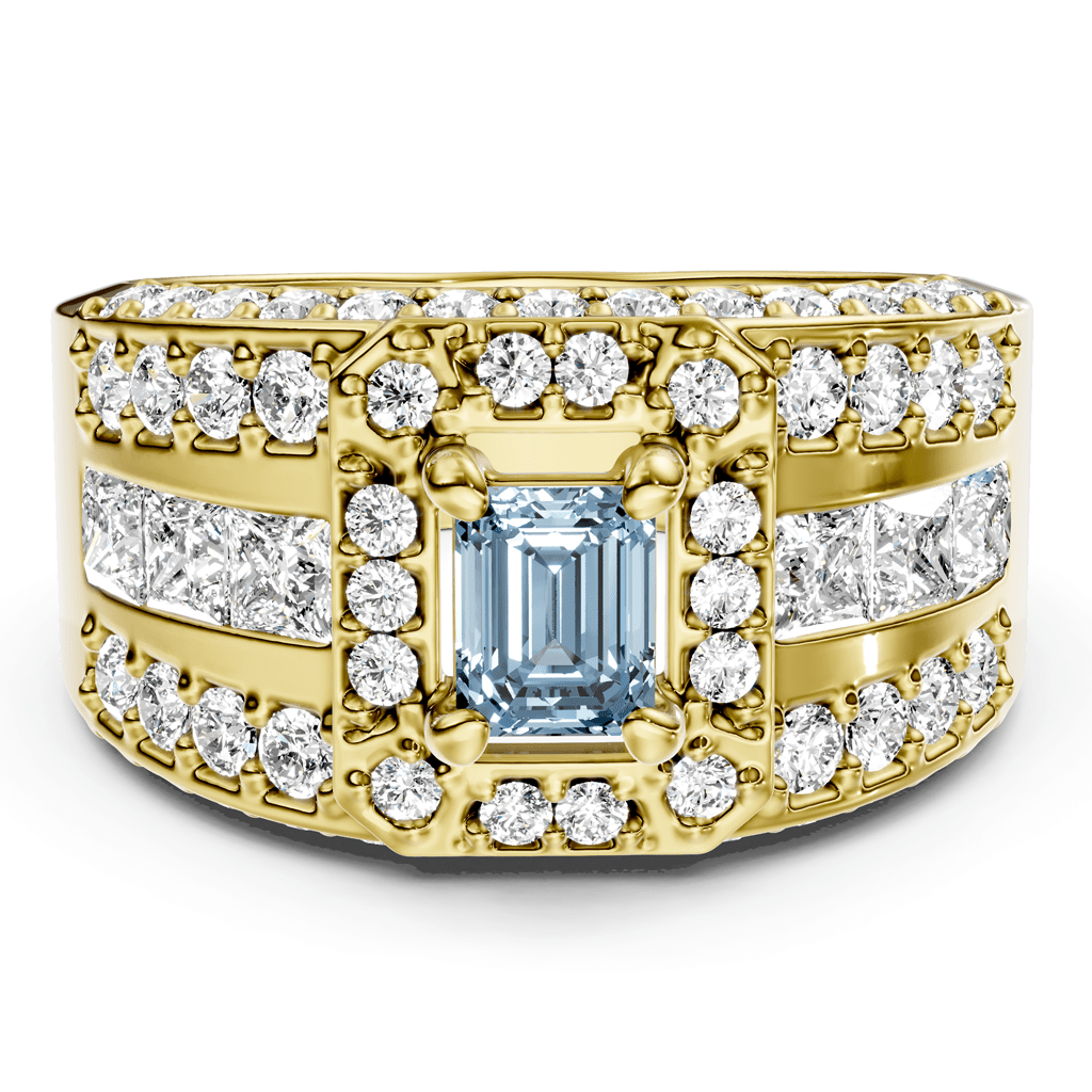 2.70 - 5.70 CT Emerald & Round Cut Fancy Blue Diamonds - Engagement Ring - Primestyle.com