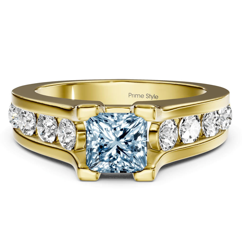 1.80 - 4.80 CT Princess & Round Cut Fancy Blue Diamonds - Engagement Ring - Primestyle.com