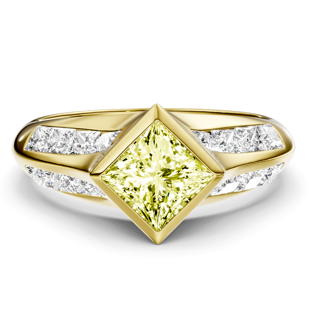 2.00-5.00 CT Princess Cut Fancy Yellow Diamonds - Engagement Ring