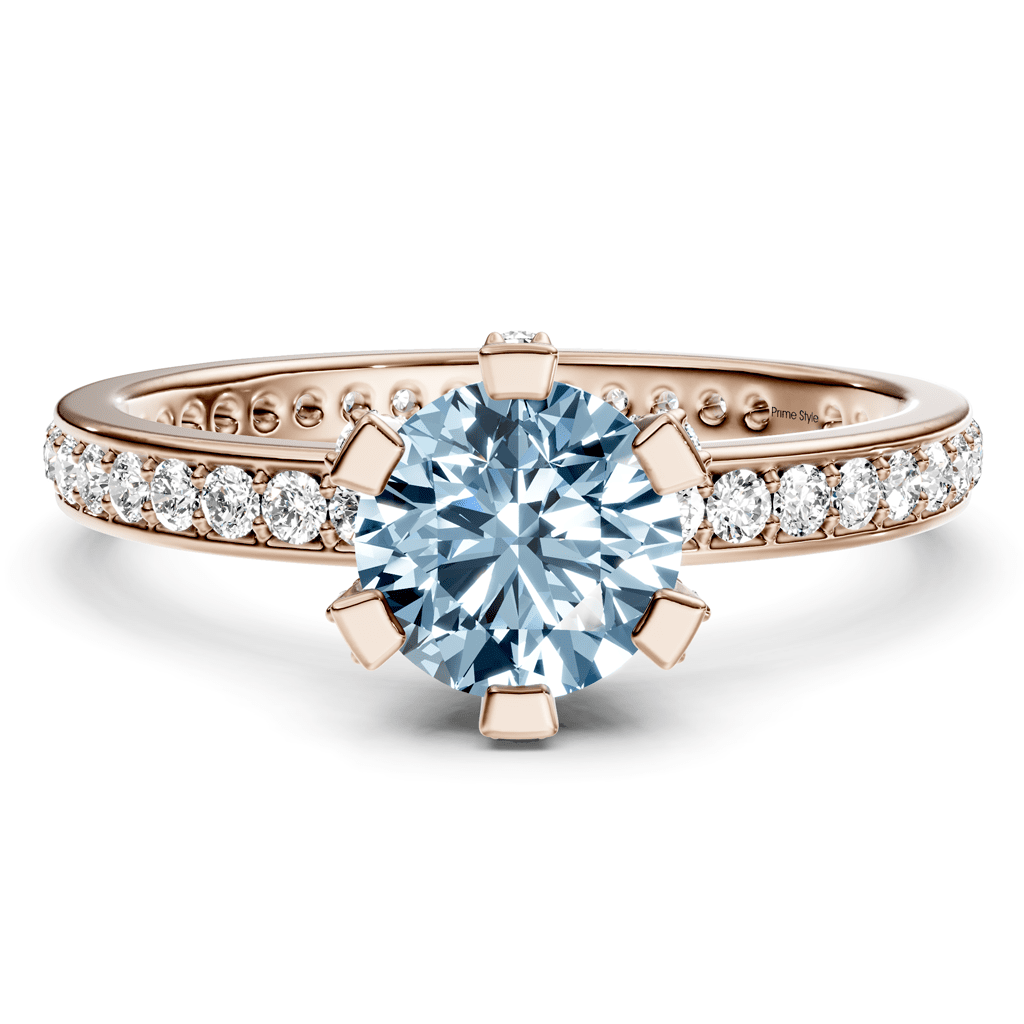 1.55-4.55 CT Round Cut Fancy Blue Diamonds - Engagement Ring