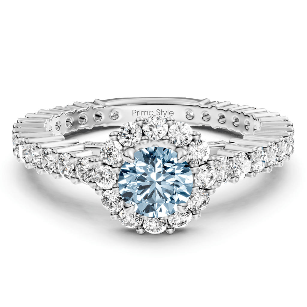 1.85 - 4.85 CT Round Cut Fancy Blue Diamonds - Engagement Ring - Primestyle.com