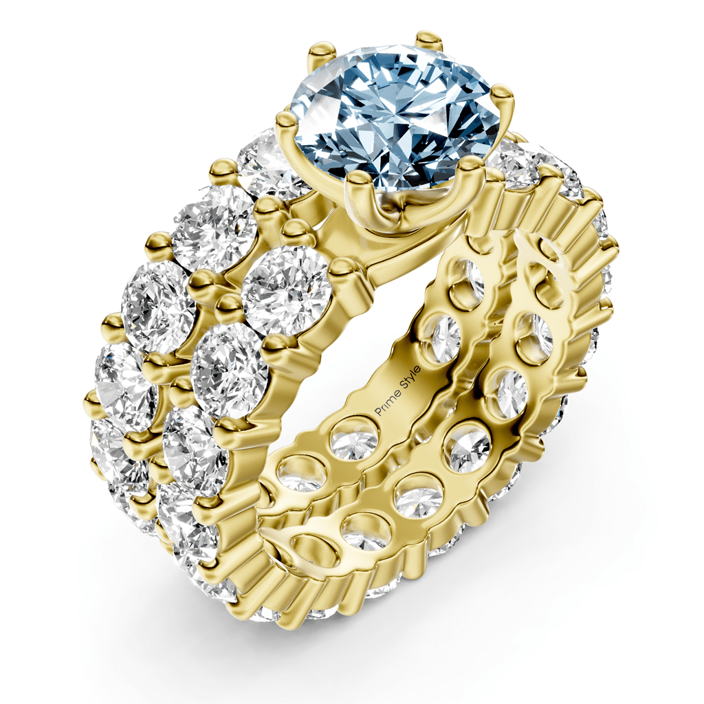6.30 - 9.30 CT Round Cut Fancy Blue Diamonds - Bridal Set - Primestyle.com