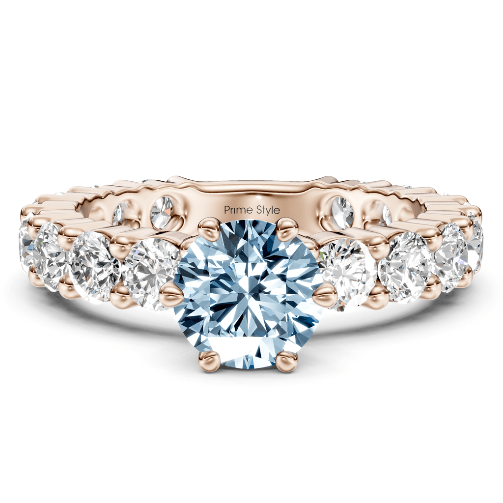 3.40-6.40 CT Emerald & Round Cut Fancy Blue Diamonds - Engagement Ring