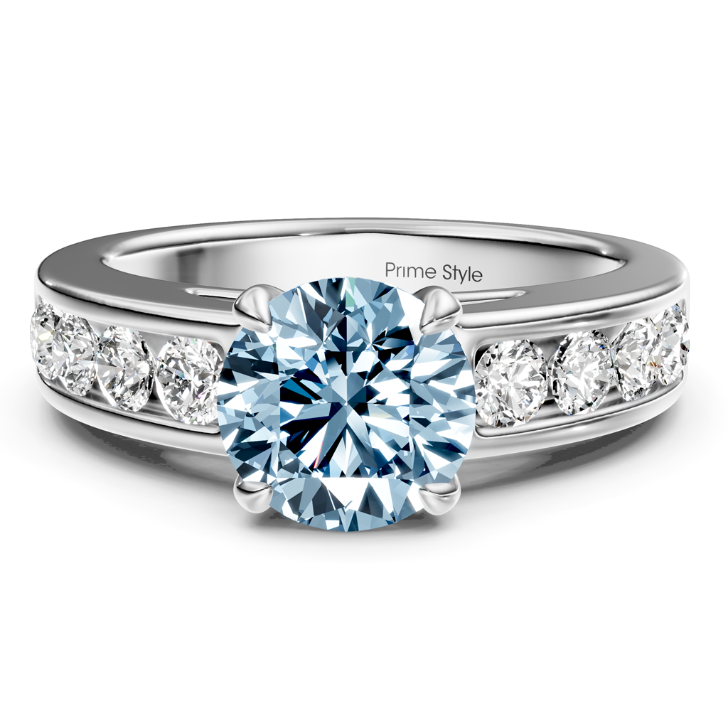 1.45-4.45 CT Round Cut Fancy Blue Diamonds - Engagement Ring