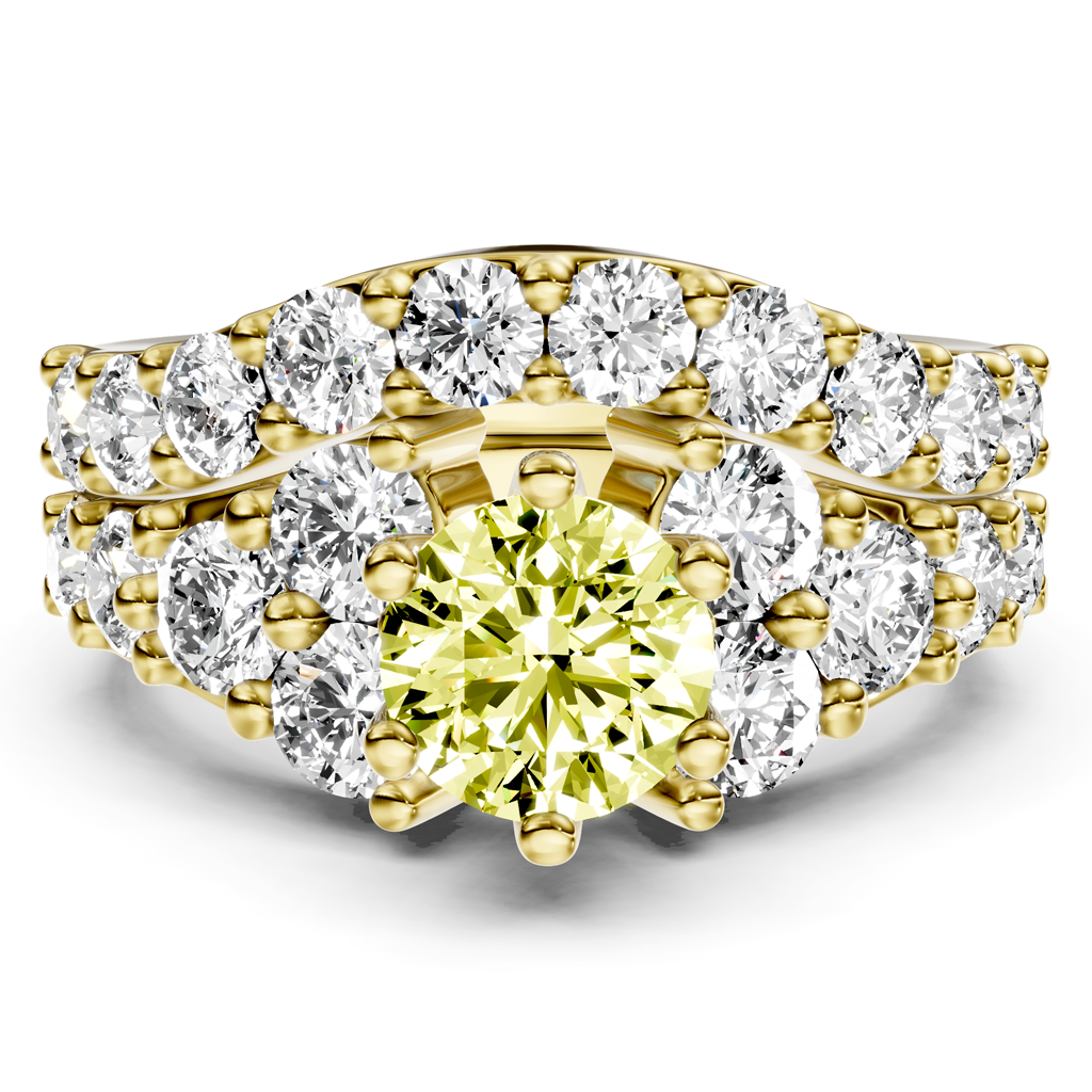 3.55-6.55 CT Round Cut Fancy Yellow Diamonds - Bridal Set