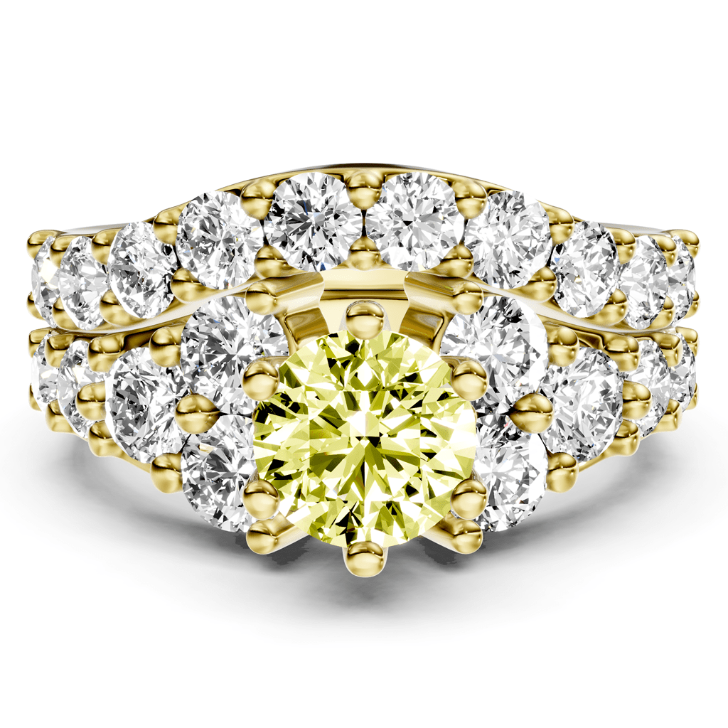 3.55 - 6.55 CT Round Cut Fancy Yellow Diamonds - Bridal Set - Primestyle.com