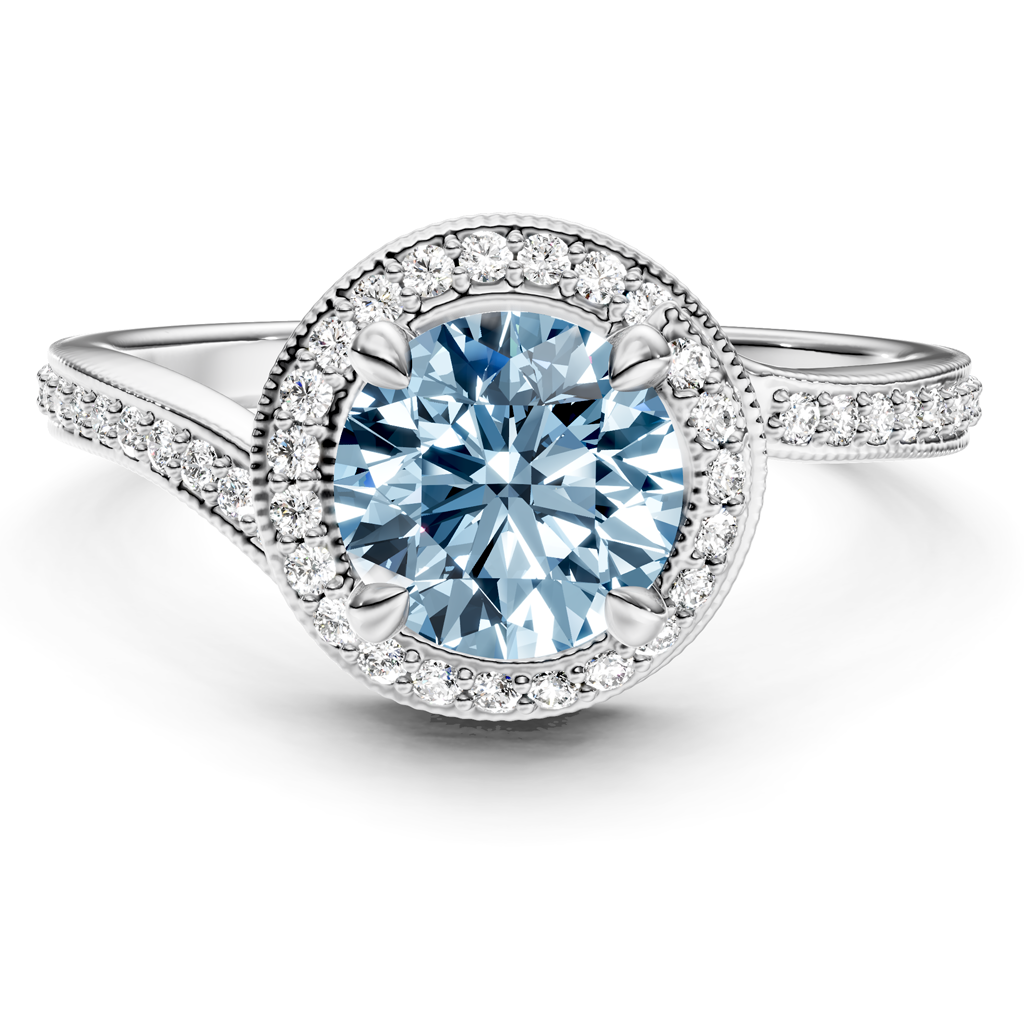 1.25-4.25 CT Round Cut Fancy Blue Diamonds - Engagement Ring