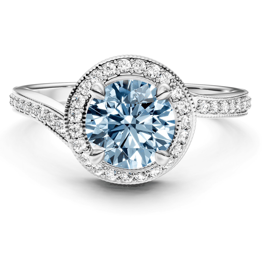 1.25-4.25 CT Round Cut Fancy Blue Diamonds - Engagement Ring