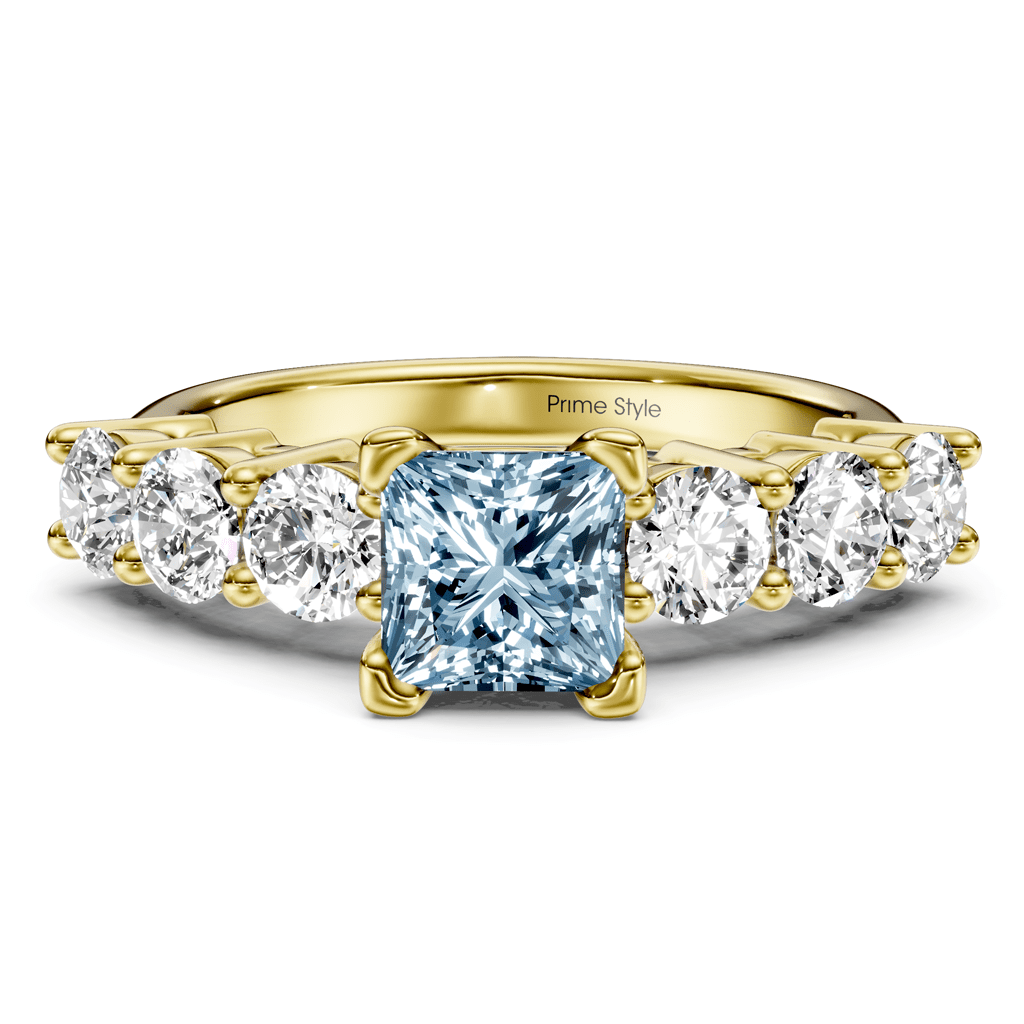 2.60 - 5.60 CT Round Cut Fancy Blue Diamonds - Engagement Ring - Primestyle.com