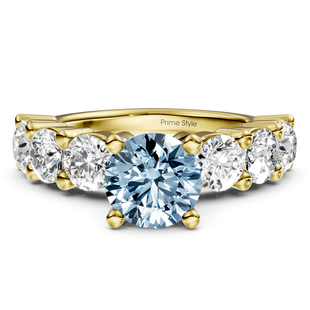 2.50 - 5.50 CT Round Cut Fancy Blue Diamonds - Engagement Ring - Primestyle.com