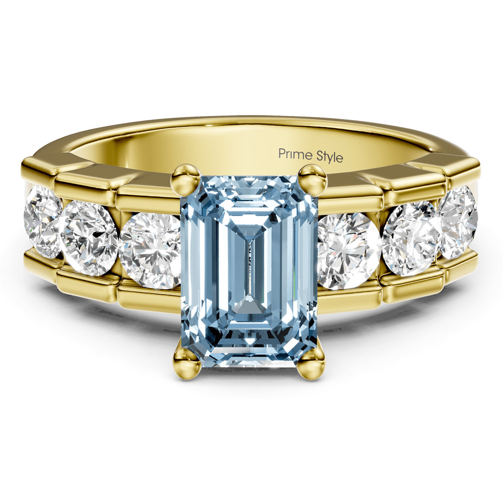 1.85 - 4.85 CT Princess & Round Cut Fancy Blue Diamonds - Engagement Ring - Primestyle.com