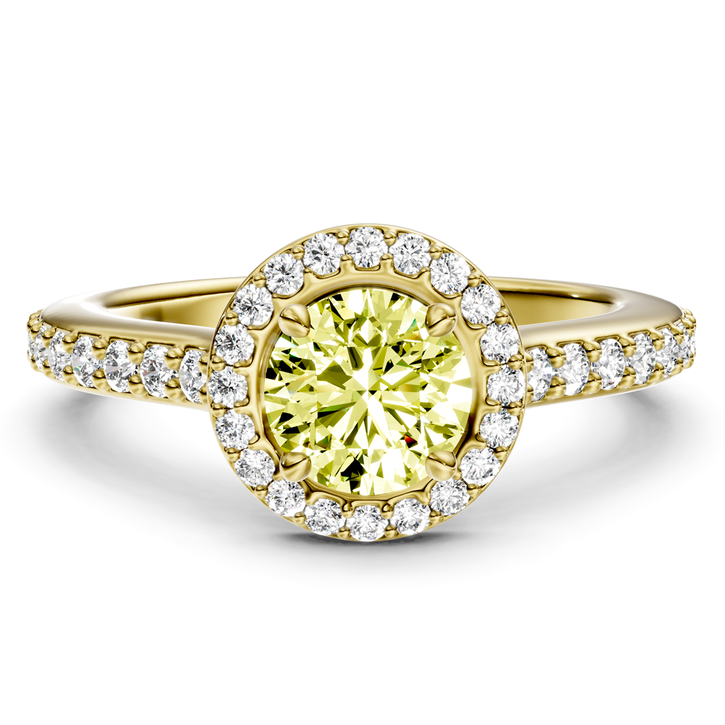 1.40-4.40 CT Round Cut Fancy Yellow Diamonds - Engagement Ring