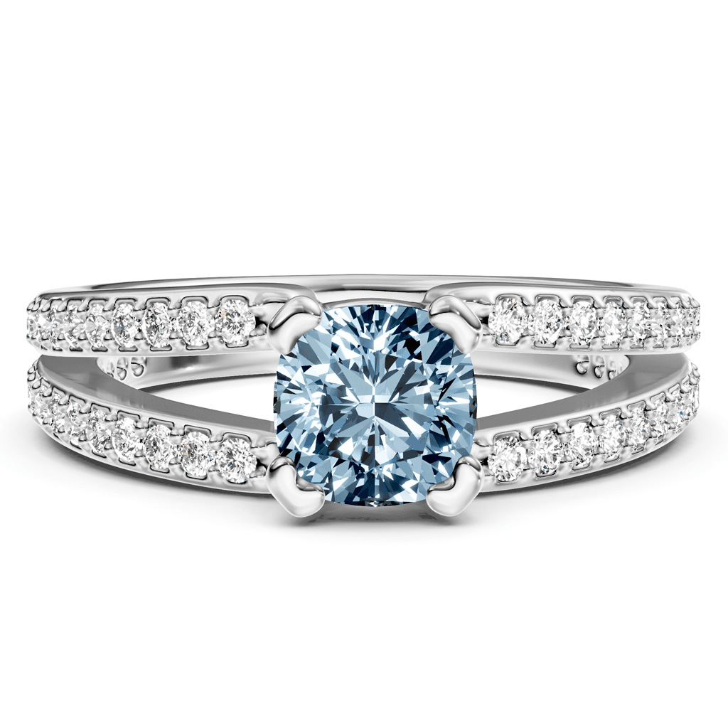 1.50-4.50 CT Cushion & Round Cut Fancy Blue Diamonds - Engagement Ring
