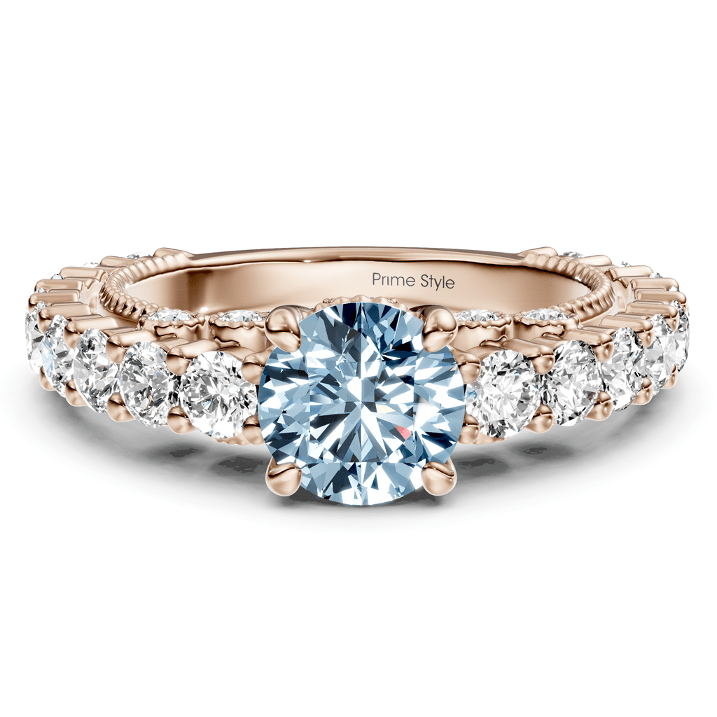 2.70 - 5.70 CT Round Cut Fancy Blue Diamonds - Engagement Ring - Primestyle.com