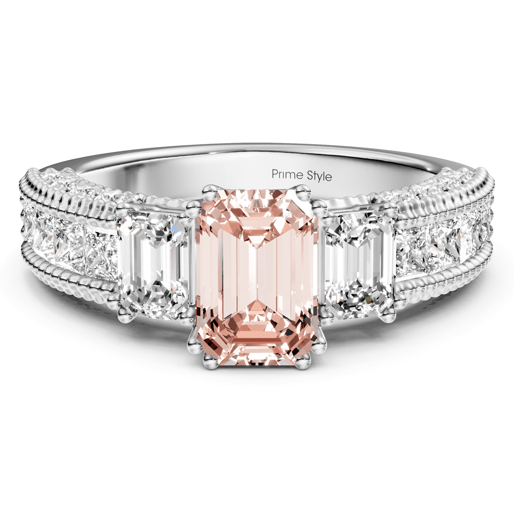 2.60 - 5.60 CT Emerald & Princess & Round Cut Fancy Pink Diamonds - Engagement Ring - Primestyle.com